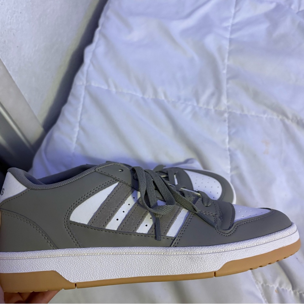 Grayish green and White Adidas Sneakers